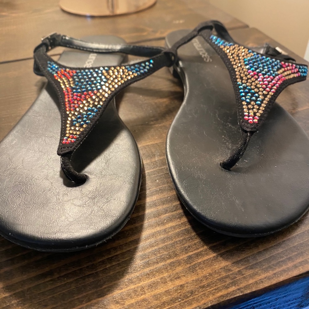 Embellished Black Sandals